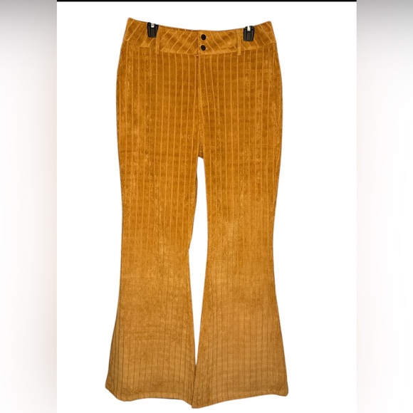 Pink Lily Pants - Pink Lily Brown Textured Flare Leg Mid-Rise Pants Women’s Size Large PL2386